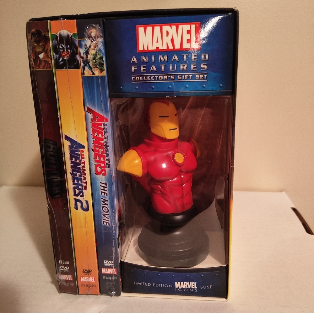 Brand new Marvel animated collection gift set DVDs with limited icons bust.